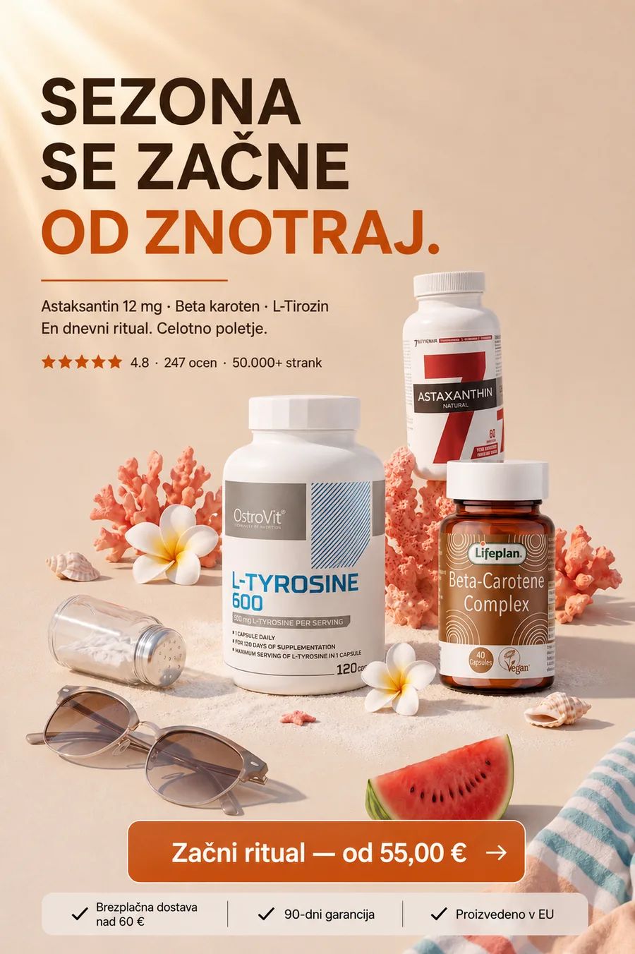 Vitalia Trio, Astaksantin + Beta karoten + L-tirozin